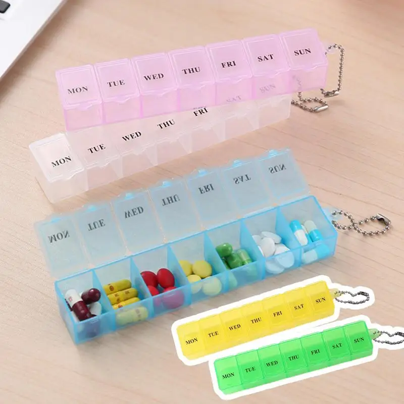 Clear 7 Day Pill Medicine Box Weekly Tablet Holder Storage Organizer Container Case Pill Box Splitters Mini 7 Cells Pill Boxes