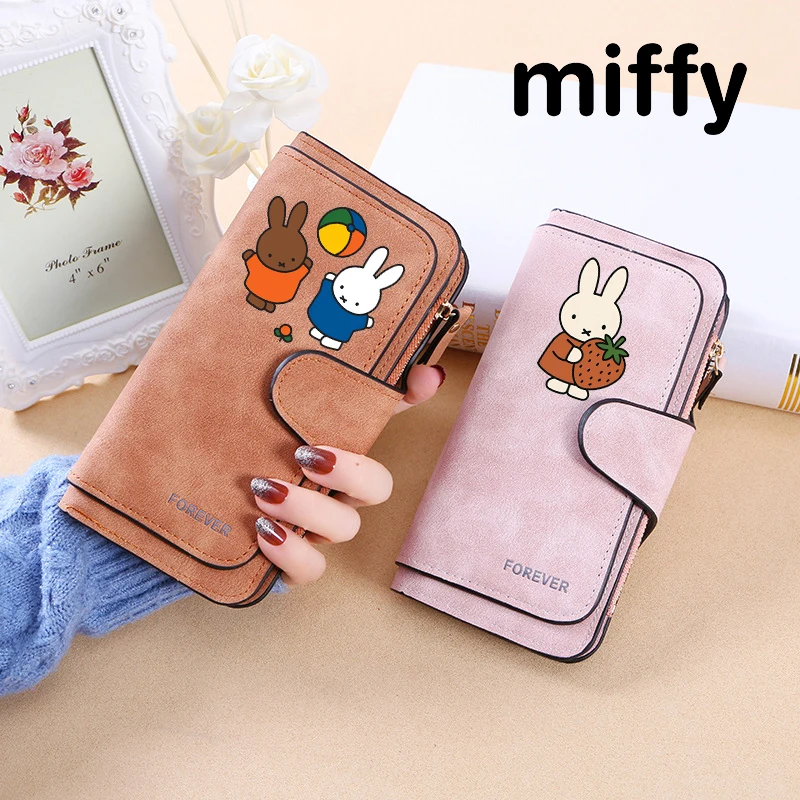 

Miffys Wallet Women Kawaii Wallets ID Card Holder Fashion Coin Purse Female Cute Long Wallet Travel Portable Money Bag Girl Gift