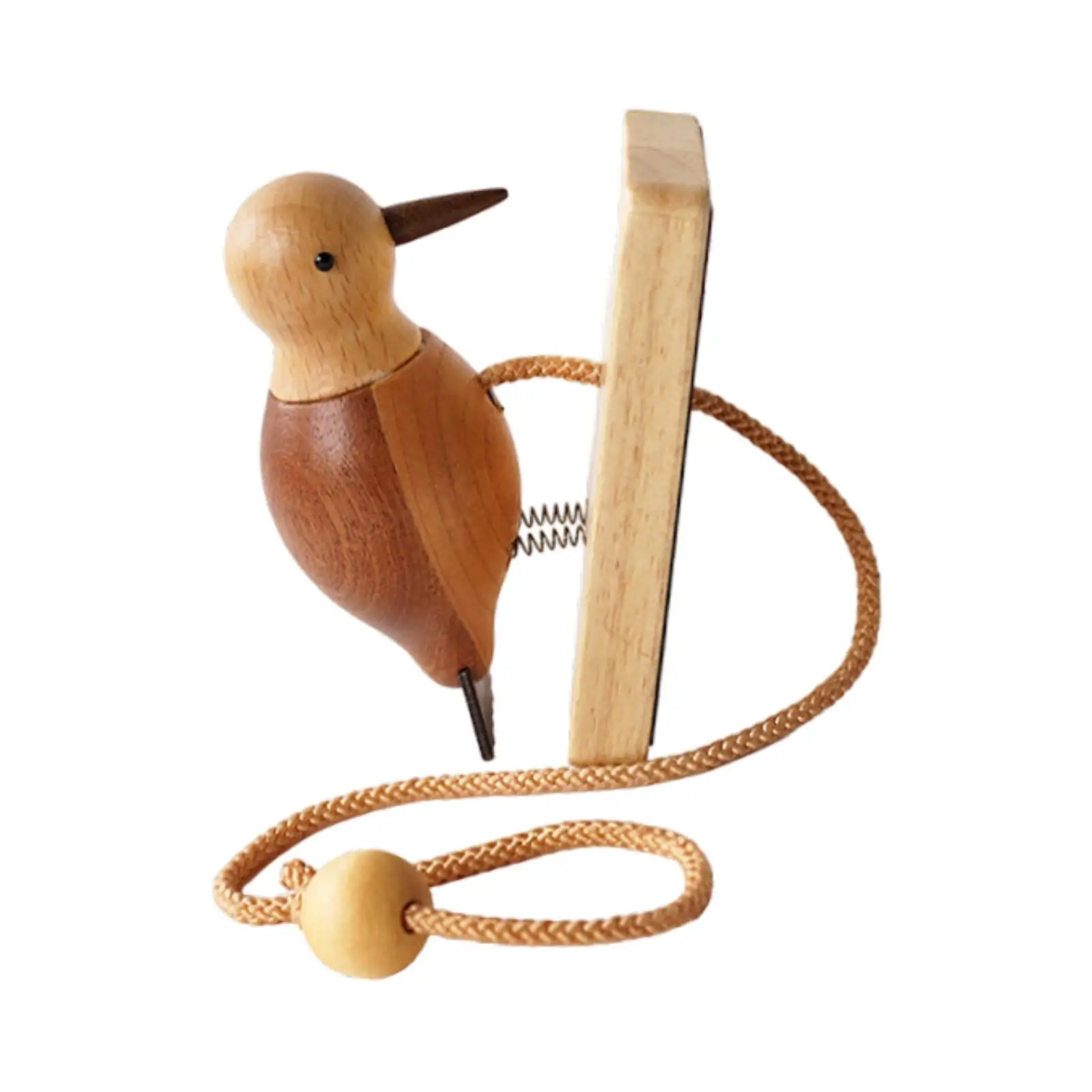 Woodpecker Doorbell Ornament Vintage Design Bird Shaped Home Decor Wooden Door Bell for Home Early Education Bedroom Gate Office
