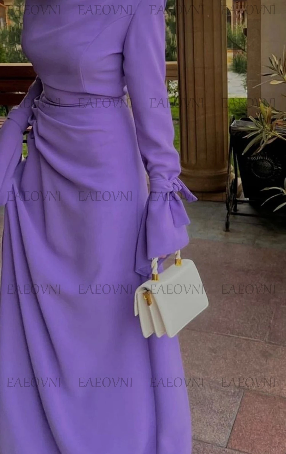 Customized Middle Eastern Dress Solid Color Long Sleeve Ruffles Islam Prom Gown Sheath Women Evening Dresses فساتين مناسبة رسمية