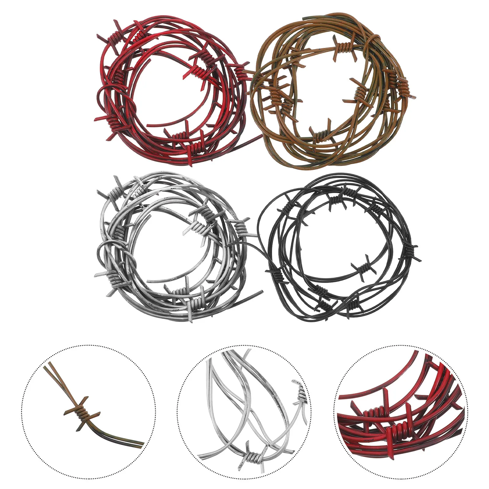 4Pcs Plastic Halloween Simulation Barbed Wire Chain For Event Decoration Fall Prop Themed Parties
