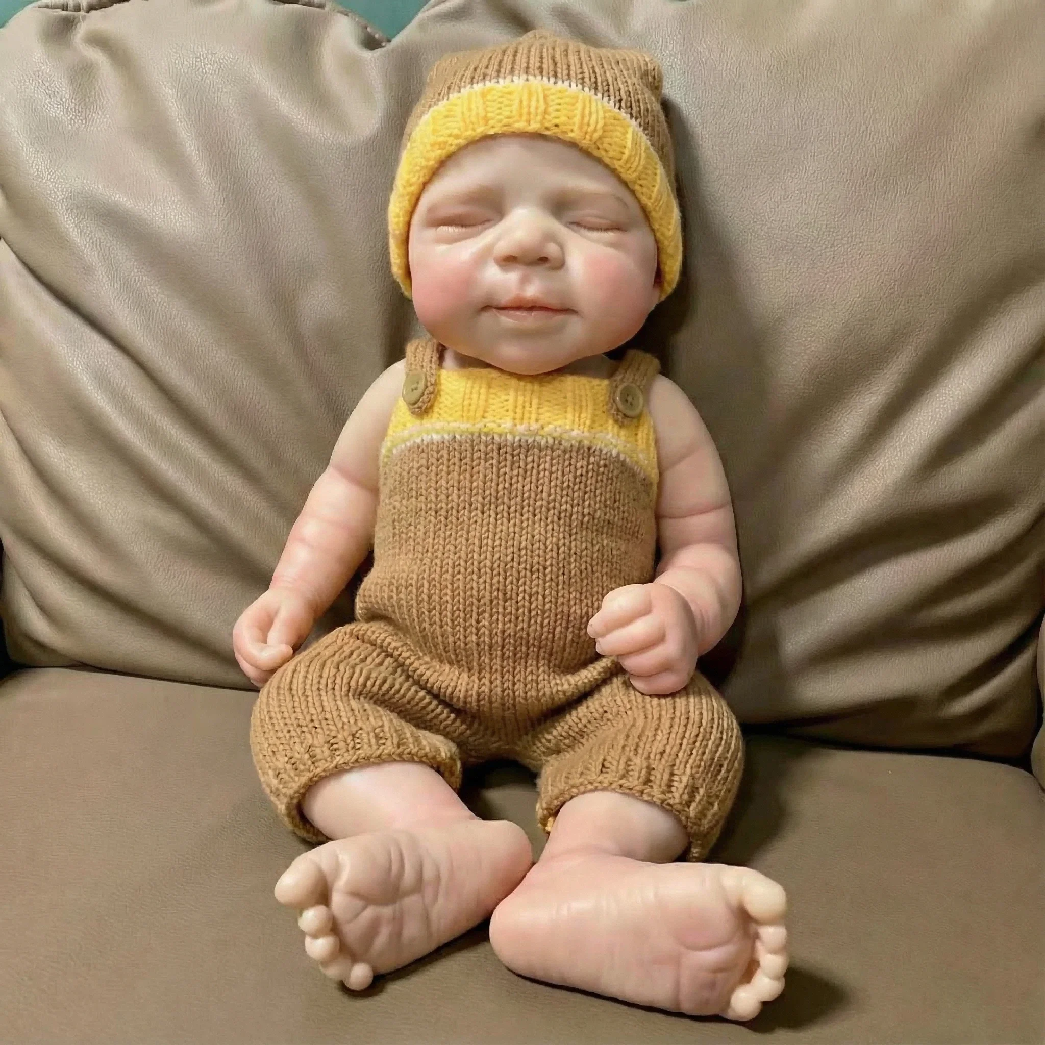 NPK 18inch Platinum Silicone Baby Doll - Pascale Girl Real Weighted 3000G with Pacifier Solid Mouth Open Design Collectible