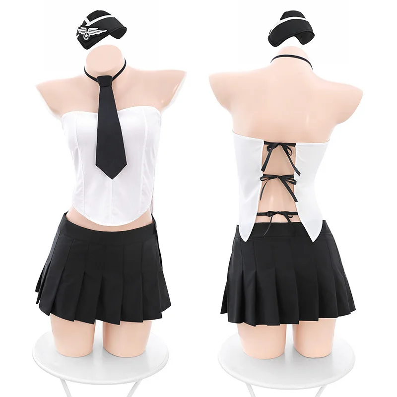 

Sexy Schoolgirl Lingerie for Women Costume Roleplay Pleated Mini Skirt Women Sexy Student Uniform Porno Bar Secretary Temptation