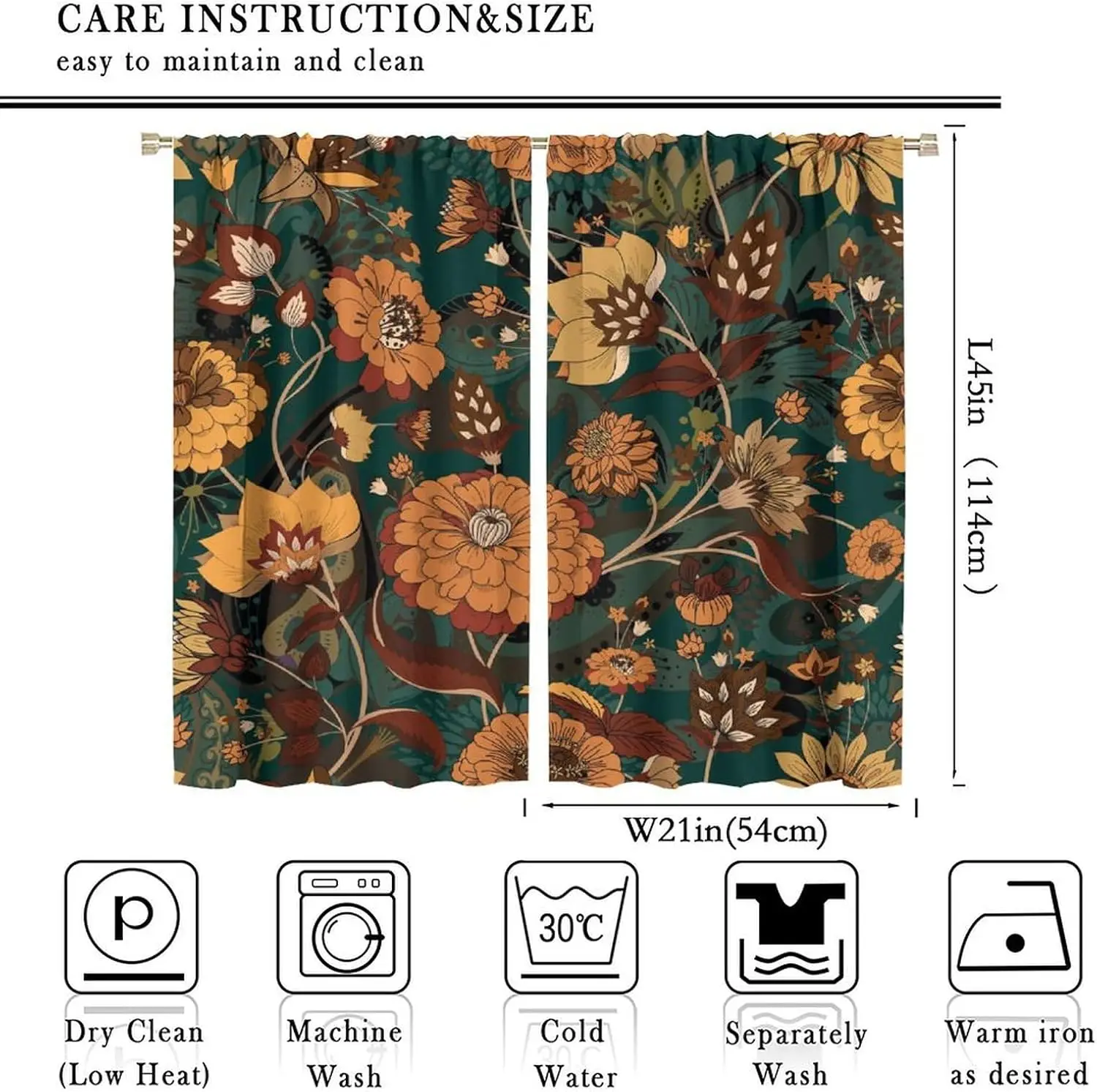 Floral Blackout Curtains Watercolor Floral Botanical Floral Boho Pattern Living Curtains Home Decoration Living Room Bedroom