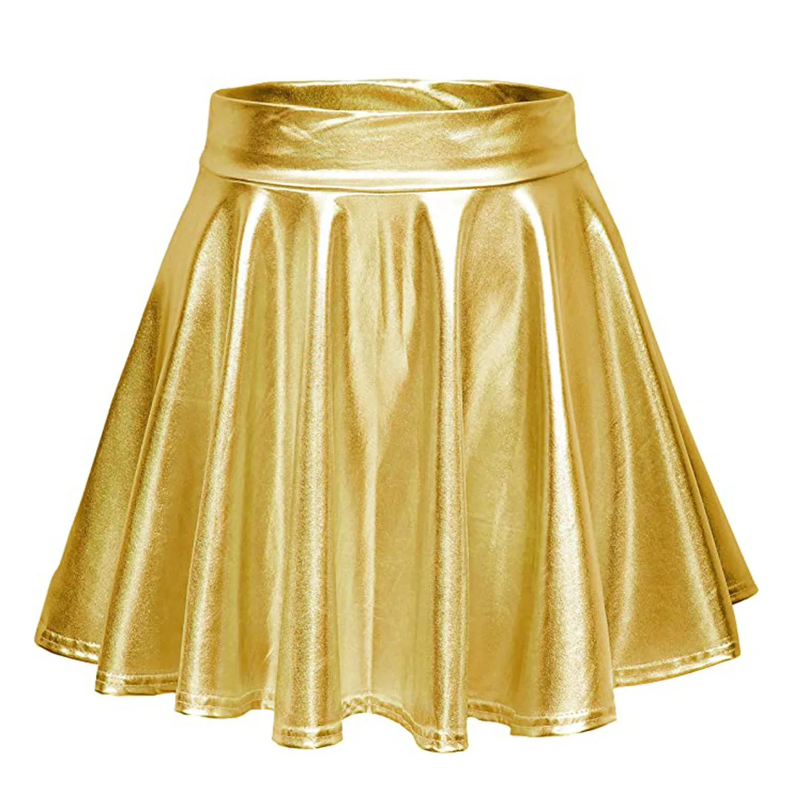 

Summer Sexy Laser High Waist Mini Pu Leather Skirt Club Party Dance Shiny Holographic Skirts Harajuku Jk Metallic Pleated Skirts