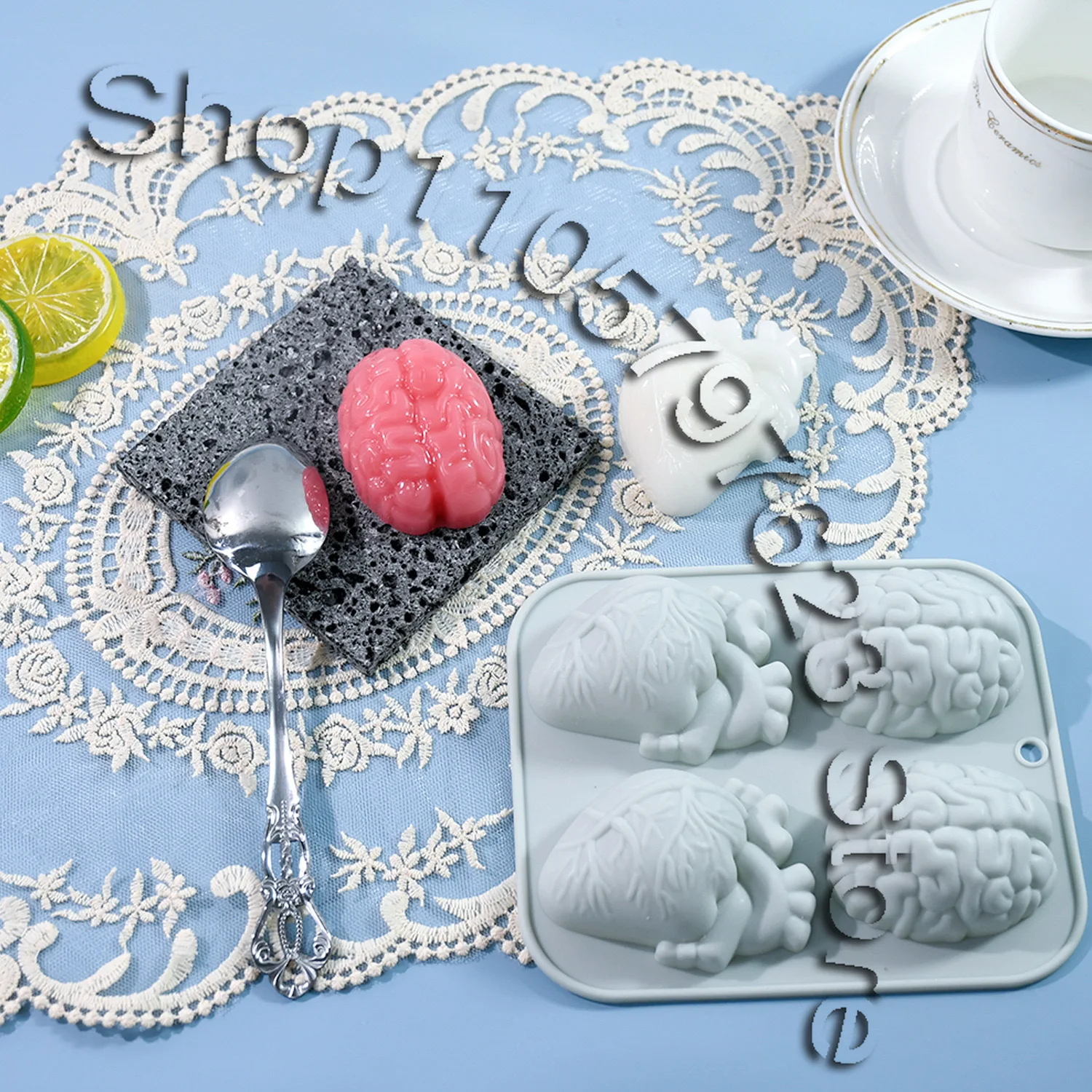 Human Heart Brain Silicone Molds Halloween 3D Organ Shape Chocolate Candy Pudding Ice Cube Tray Cupcake Cake Decoration Tools