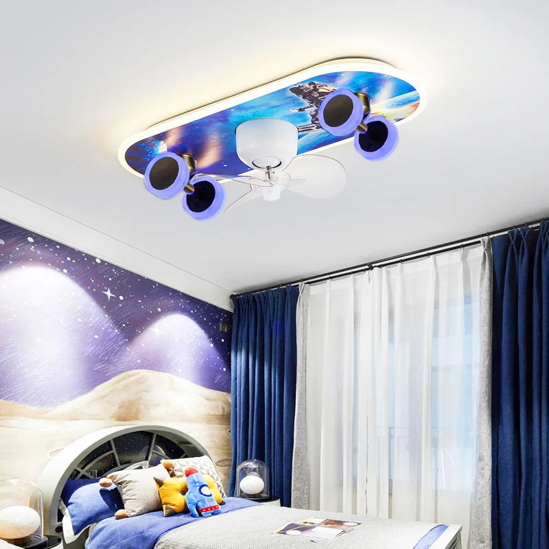 Ceiling Light Astronaut Magic Color Frequency Conversion Shaking Head Children Fan Lamp Simple Electric Fan