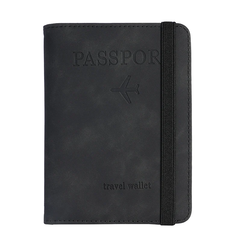 Elastic Band Leather Passport Cover RFID Blocking for Cards Travel Passport Holder ID Document Bank Card Holder Case