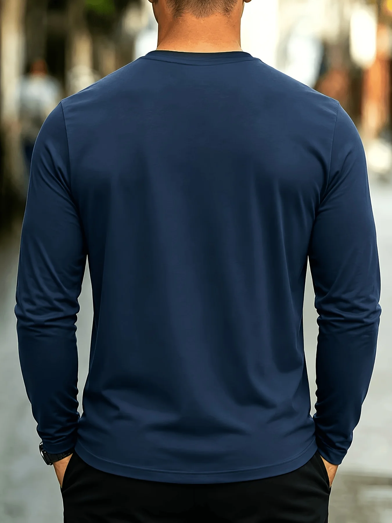 Men’s Long-Sleeve T-Shirt with Faux-Layered Suit Vest and Tie Print – Casual Street-Style Top for Everyday Wear