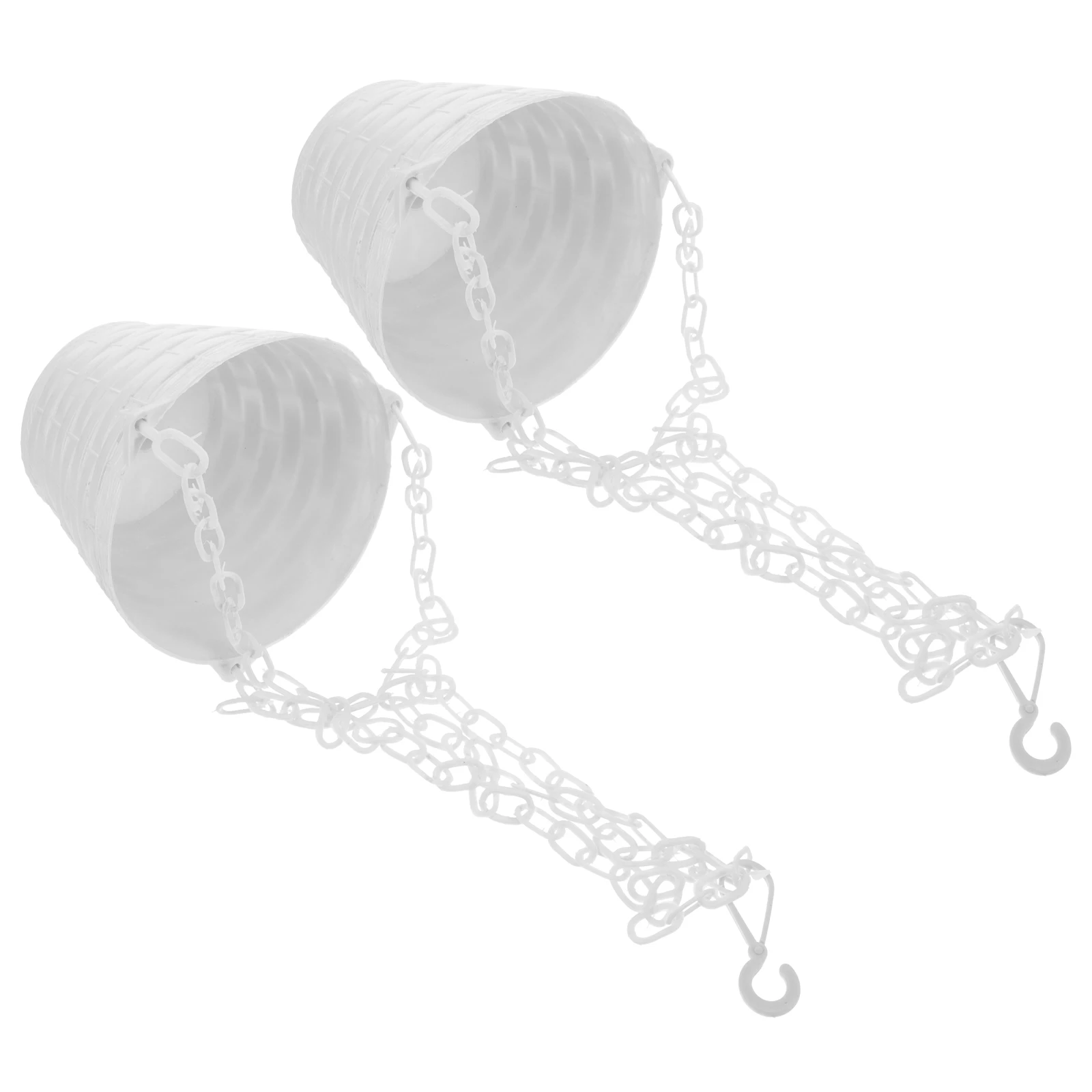 

2pcs White Hanging Flower Pots Decor Planters Hooks Balcony Plastic Sturdy Practical