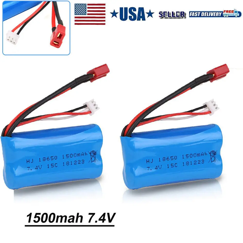 Wltoys-rcカーバッテリー,7.4v,18650, 1500mah,wltoys 10428, 12428, 12423,q46,充電器付きスペアパーツ,tプラグ,4wd,12401,アップグレード