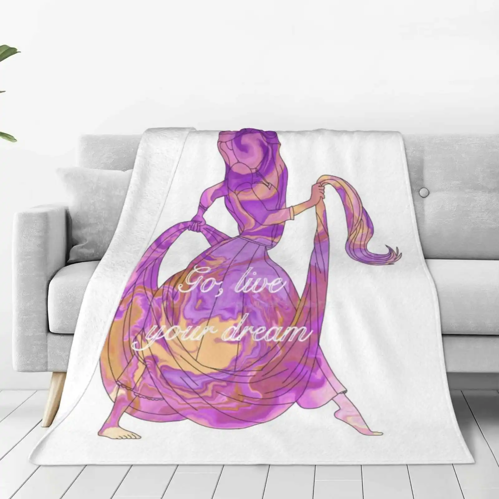 Go , Live Your Dream Soft Warm Throw Blanket Dream Pascal Tangled Princesses Girl Power Swirls Badass