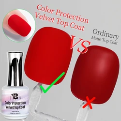 BOZLIN Color Protection Velvet Matte Top Coat 15ML UV Gel Soak Off Semi-Permanent Varnish Clear Matte Top Base Coat Nail Art