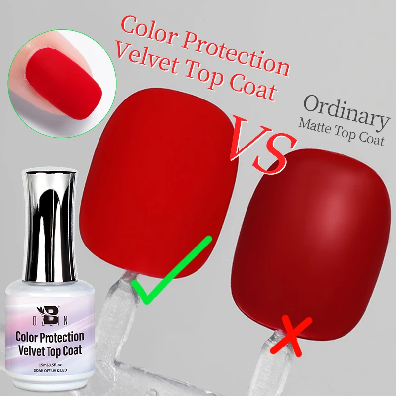 BOZLIN Color Protection Velvet Matte Top Coat 15ML UV Gel Soak Off  Semi-Permanent Varnish Clear Matte Top Base Coat Nail Art