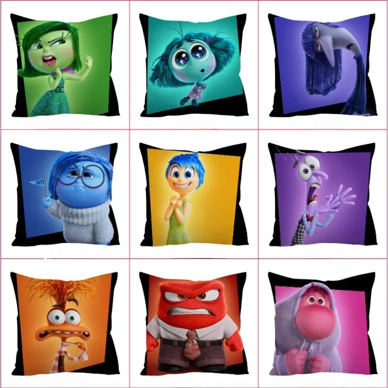 Disney Inside Out 2 Pillow Case Cartoon Figures Joy Anger Anxiety Cushion Cover Sofa Room Car Pillowslip Home Decoration Gifts