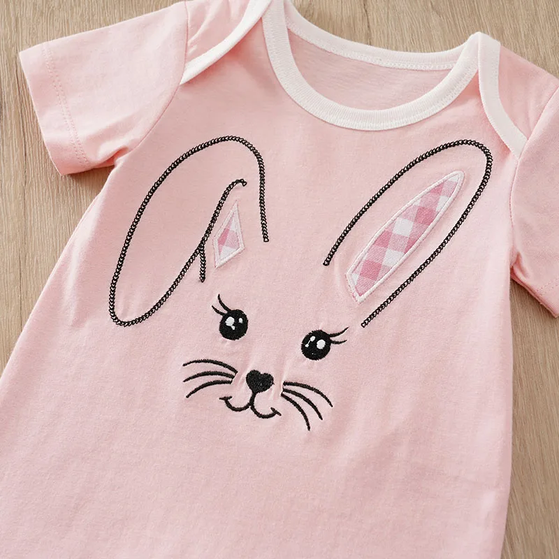 Newborn Baby Girl Cute Animal Short Sleeves Jumpsuit Thin Comfortable Cotton Bodysuit One Piece Boy Summer Outfits Clothing