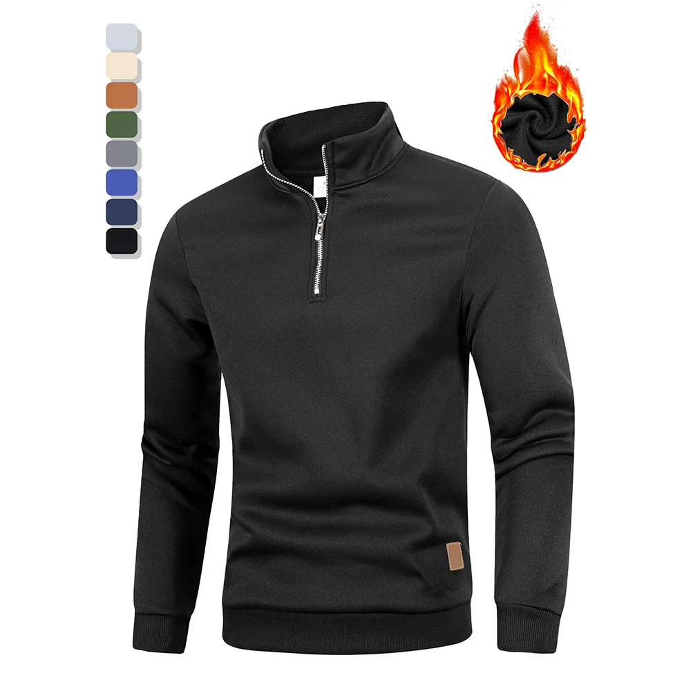 الخريف الرجال نصف سستة الوقوف طوق البلوفرات سليم صالح خفيفة الوزن طويلة الأكمام سترة الرجال بلوزات غير رسمية ملابس الشارع الشهير #2