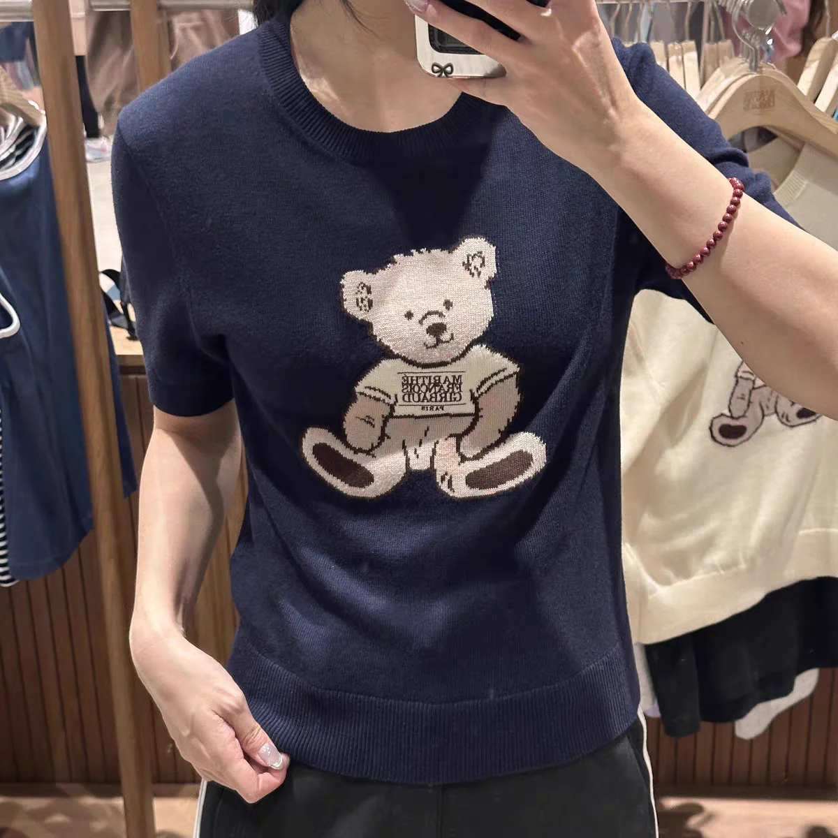 

Лето 2022, вязаный свитер с медведем, женский обычный топ ort Sve, облегающий топ, круглый пуловер с рисунком животных