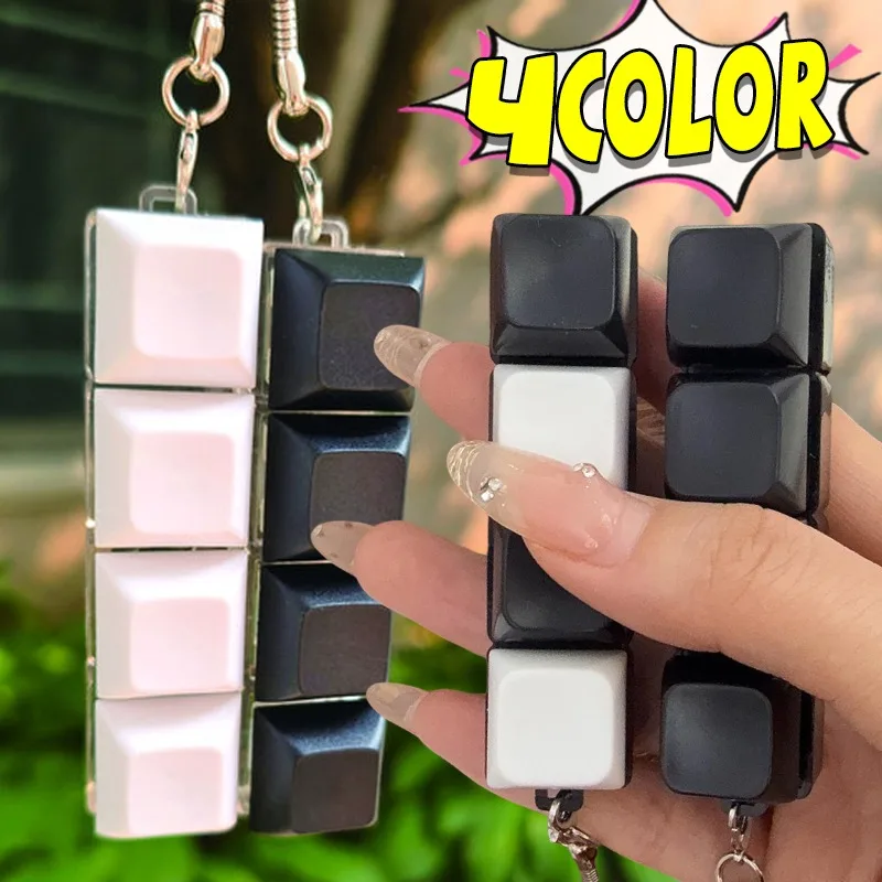 New Black White Red Stress Relief Press Keyboard Keychain Fidget Toy Clicker Office Boring Killer Gadget for All Ages