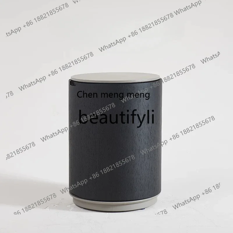 G Italian minimalist small apartment bedside table smoky color designer round high-end locker