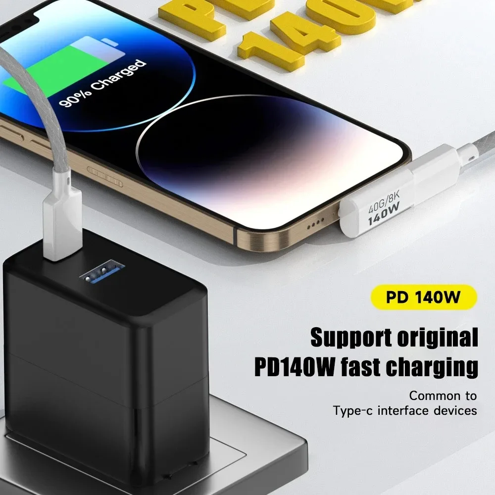 USB C OTG Adapter PD 140W Type C Female to Male Adapter 40Gbps Data Sync Connector 8K@60Hz PD 3.1 Converter For MacBook Air Pro
