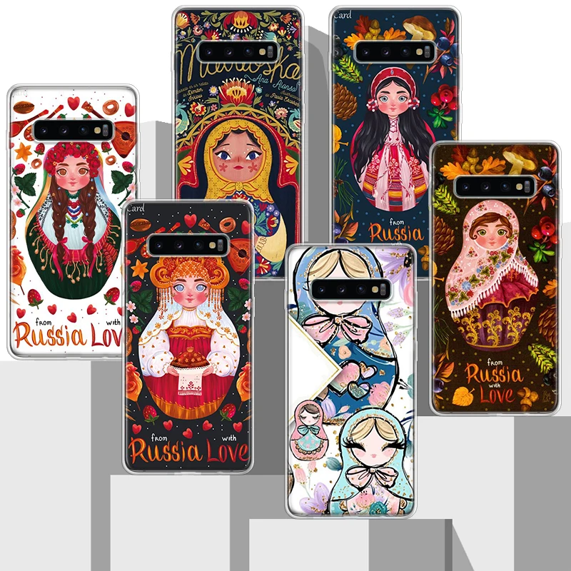 Russian Nesting Doll Cartoon Phone Case For Samsung Galaxy S24 S23 S22 S21 Ultra S10 Plus S20 FE S10E S9 S8 + Soft Cover Coque