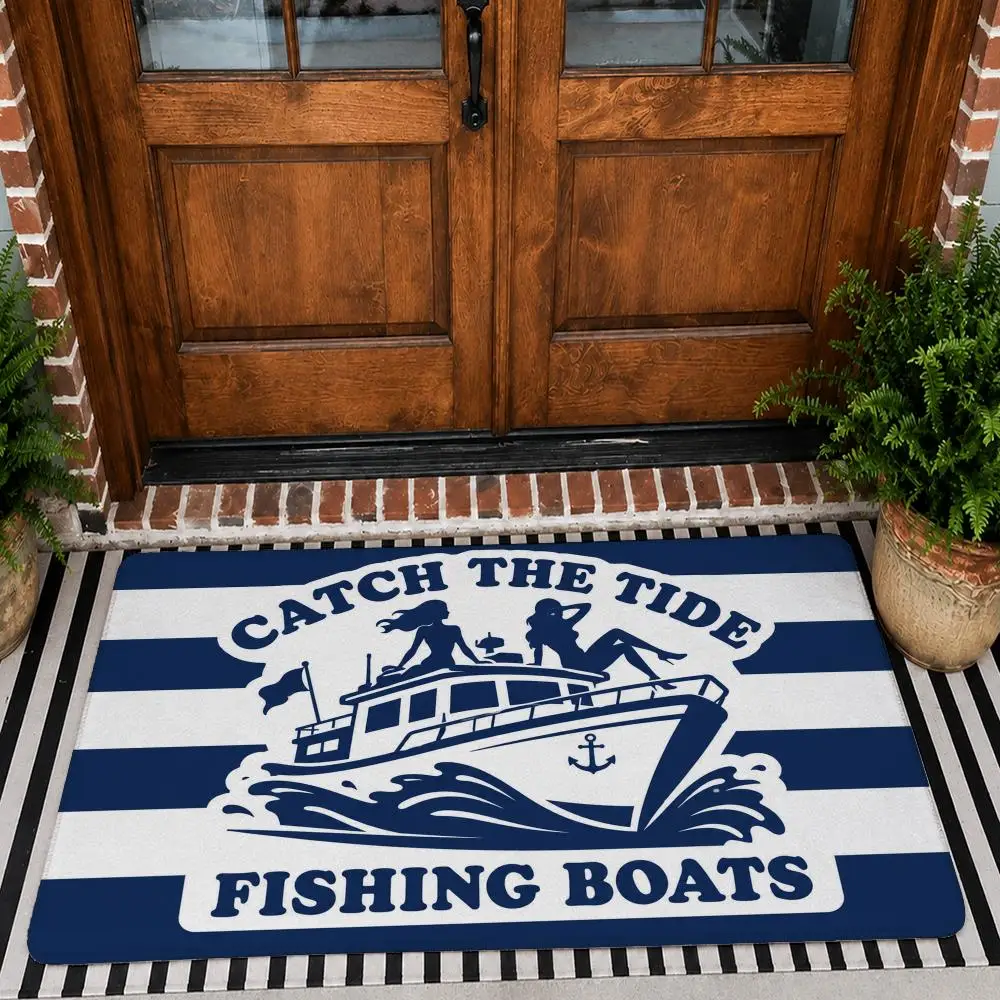 Luxury Boat Party Floor Mat Soft Flannel Rug Non Slip Washable Quick Dry Door Mat for Bathroom Kitchen Bedroom Home