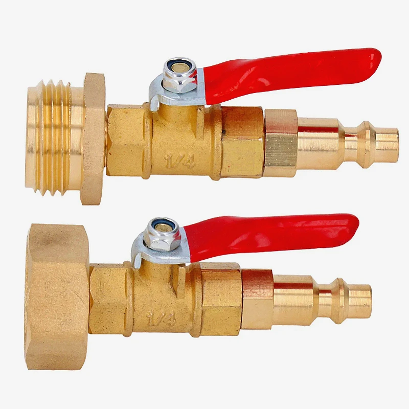 Conector Macho de 1/4 de Pulgada con Válvula de Bola, Adaptador GHG Macho de 3/4 de Pulgada, Conector Rápido de Latón con Rosca para RV y Yate
