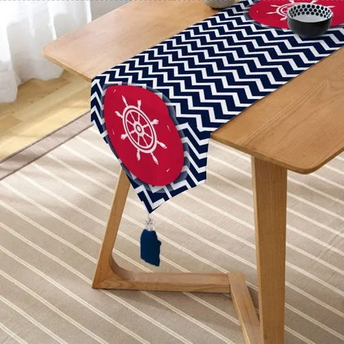 Real Homes Colorful Geometric Zigzag Pattern On the Ground Anchor Digital Printed Custom Design Tassels Chenille Triangle Runner