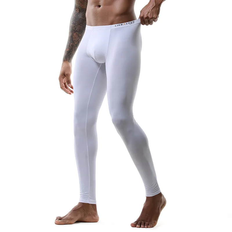

Men's Ice Silk Leggings Slim Fit Base Layer Thin Comfortable Thermal Tights Pants for Yoga Gym Fashion Casual Homewear Trousers