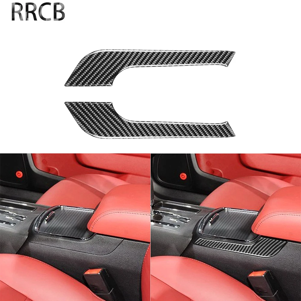 

For Dodge Charger 2015-up Real Carbon Fiber Car Interior Decal Auto Both Sides Of The Central Armrest Trim Strip Sticker LHD