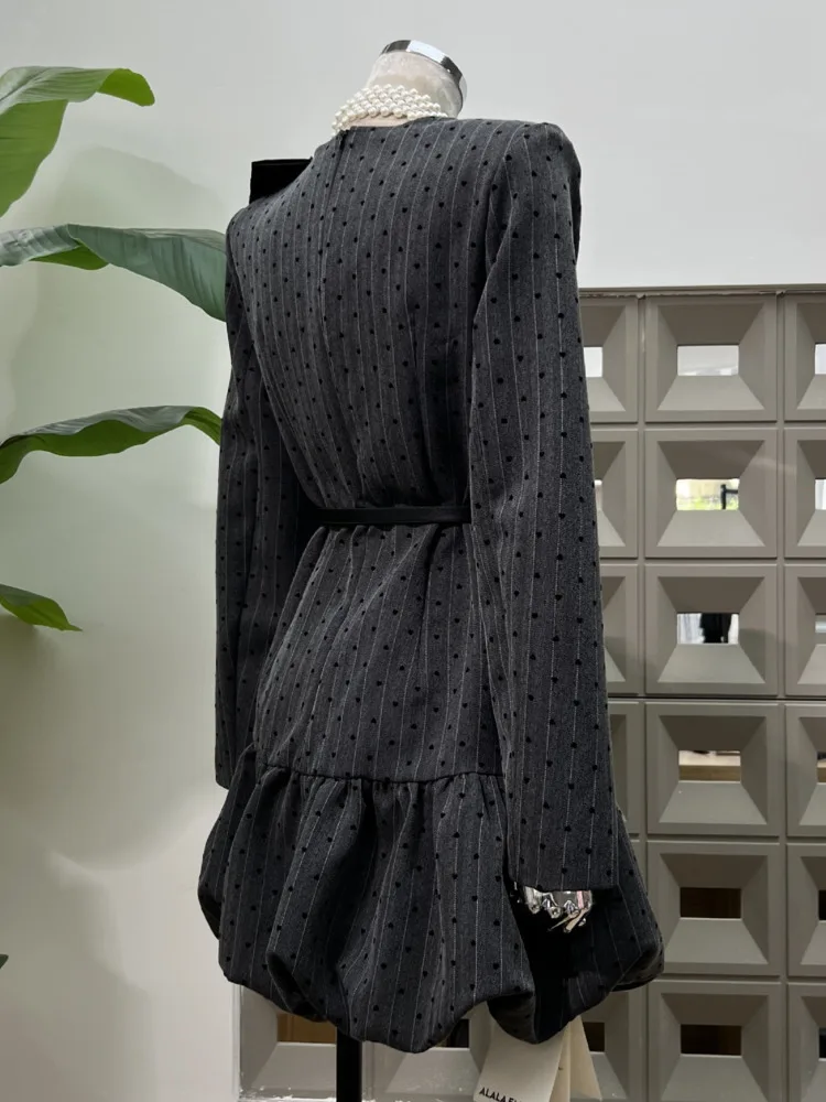 DFDG Vintage vestido flocado de lunares con cuentas a mano lazo de gran tamaño dobladillo de burbuja artesanía Boho 2025 vestido de primavera y verano