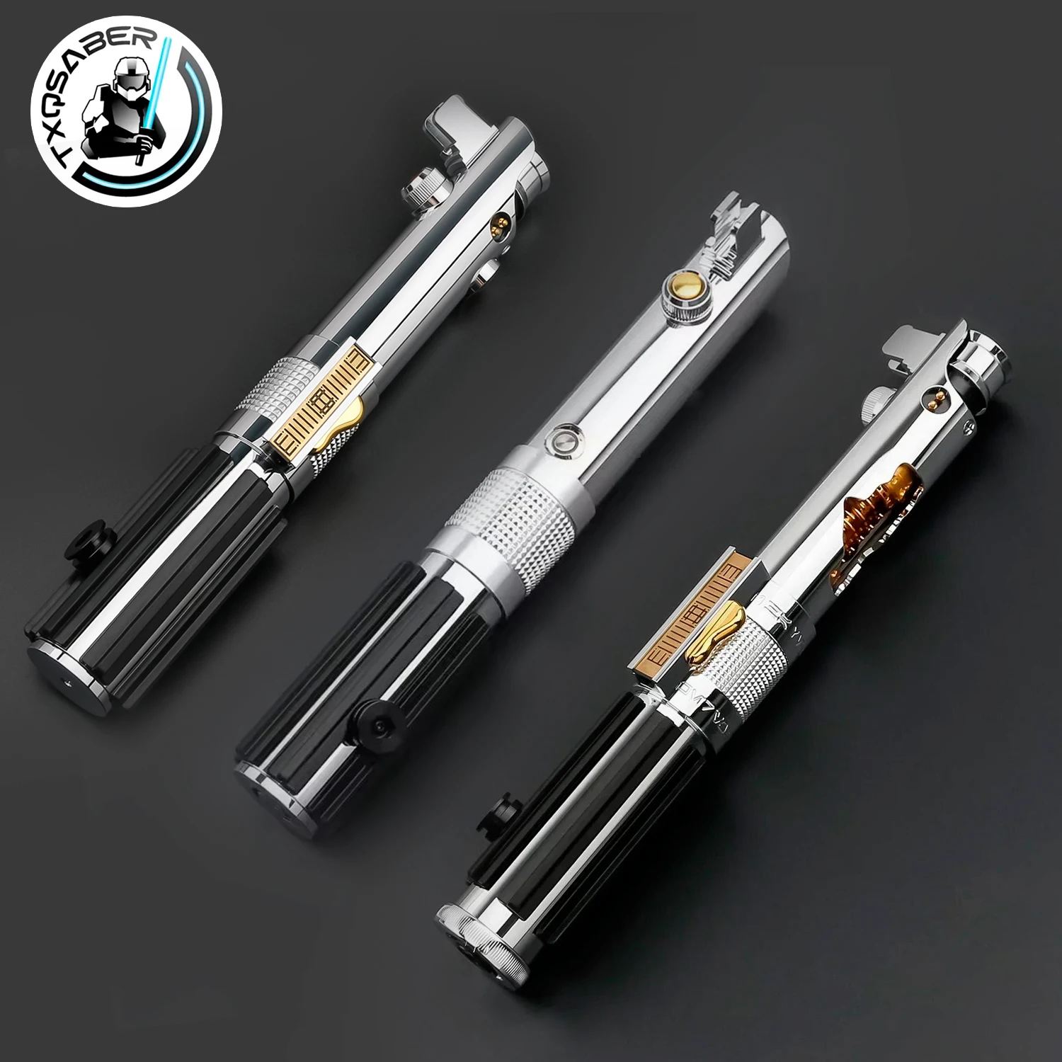 TXQSABER Anakin Skywalker EP2/EP3 Replica Zwaardgriff Geen mes Metalen lege handgreep wordt geleverd met Core Smooth Swing FOC Bluetooth Jedi