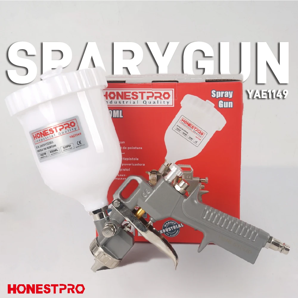 

600cc Spray Gun YAE1149 HVLP Automotive Painting Spray Gun Nozzel 1.5mm Professional Spray Gun with top tank