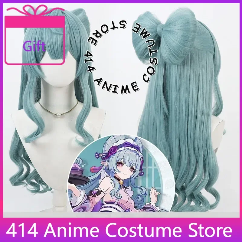 

Rishan Cosplay Wig Bow Anime Game Genshin Impact Characters Party Wigs Role Play Costume Prop Synthetic Hair Headwear