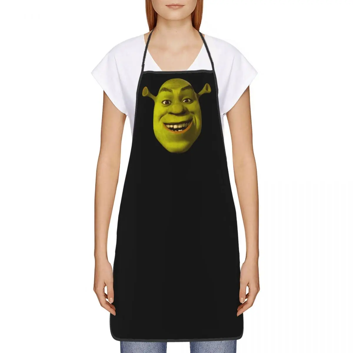 Custom Unisex Funny Monster Shrek Face Bib Apron Adult Women Men Chef Tablier Cuisine for Kitchen Cooking Gardening