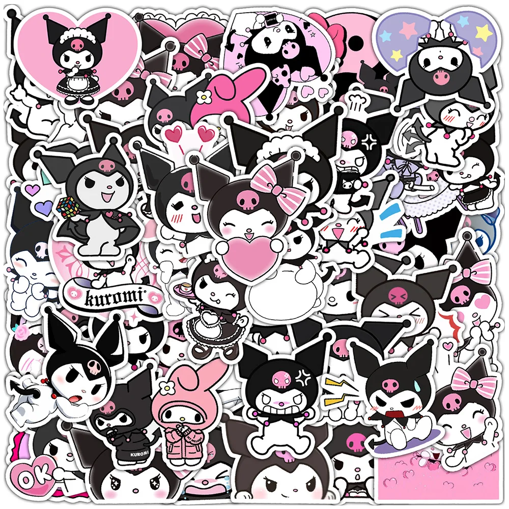 50/100pcs Kawaii Sanrio Kuromi My Melody Cartoon Stickers Pochacco Pom Pom Purin Anime Sticker Notebook Stationery Laptop Decals