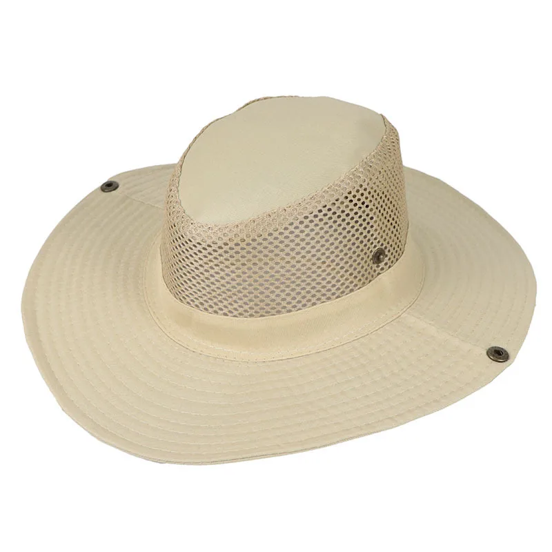 Men Women Summer Foldable Sun Fisherman Breathable Mesh Outdoor Sport Fishing Sun Hat Wide Brim Beach UV Sunscreen Cap W57