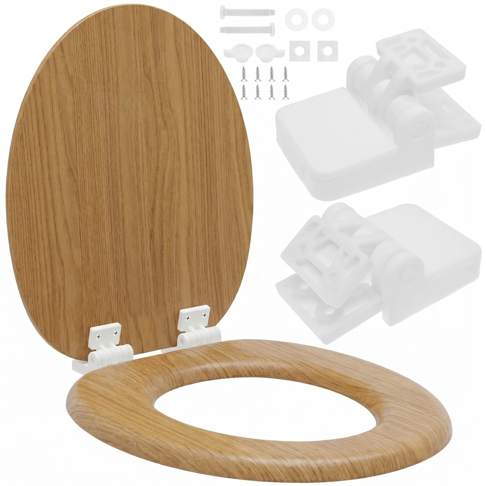 

Комплект из 2 шт. универсальных белых полипропиленовых петель для унитаза (для деревянных сидений) с винтами и позиционирующими наклейками