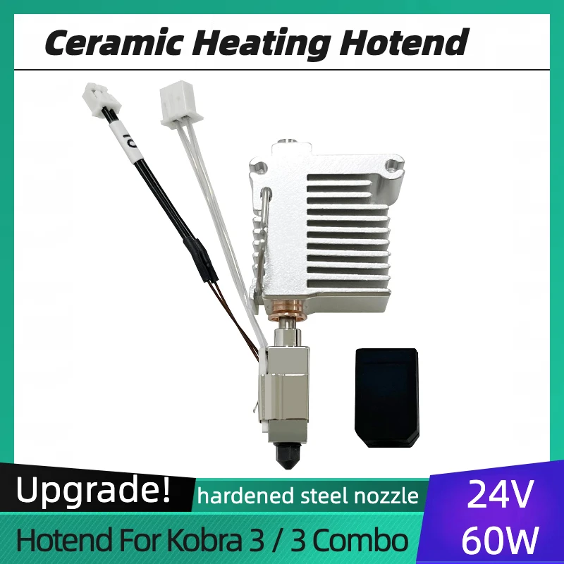 New Upgrade Kobra 3 Hotend 24V 60W Ceramic Heating 0.4mm for Anycubic Ceramic Hotend for Kobra 3 Combo 3D Printers