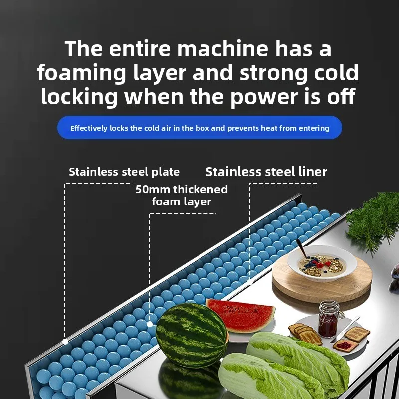 Refrigerated workbench Commercial freezer Freezer Stainless steel console Refrigerator freezer Fresh-keeping cabinet Kitchen