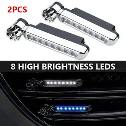 2Pcs Wind Powered Car LED DayTime Running Lights with Rotating Fan Auxiliary Lighting Auto Decorative Lamp Day Time Headlights