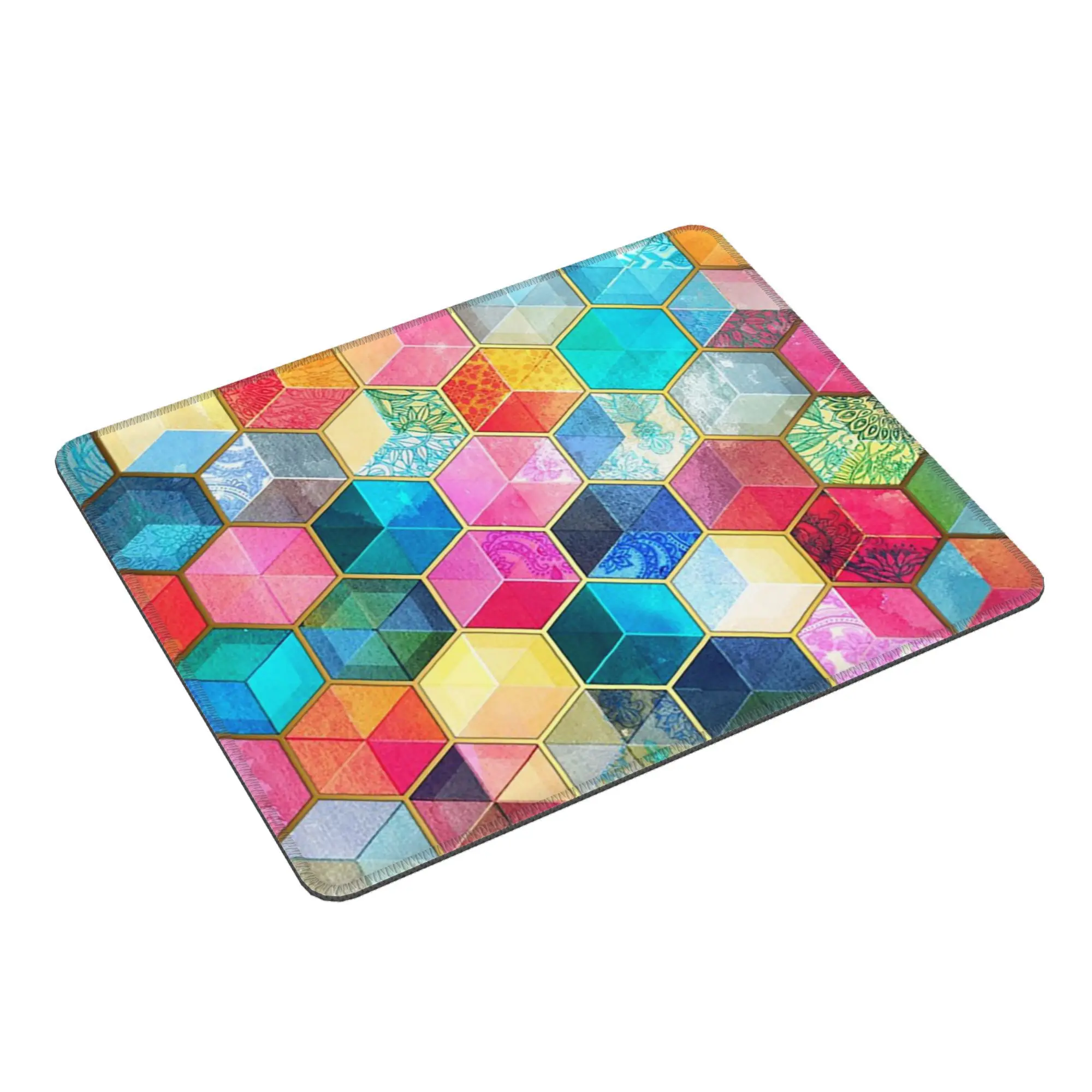 Alfombrilla de ratón con forma de cubo de panal bohemio de cristal, alfombrilla para teclado de ordenador, alfombrilla para ratón, Gaming, PC, portátil, escritorio, accesorios de oficina, alfombrillas para mesa