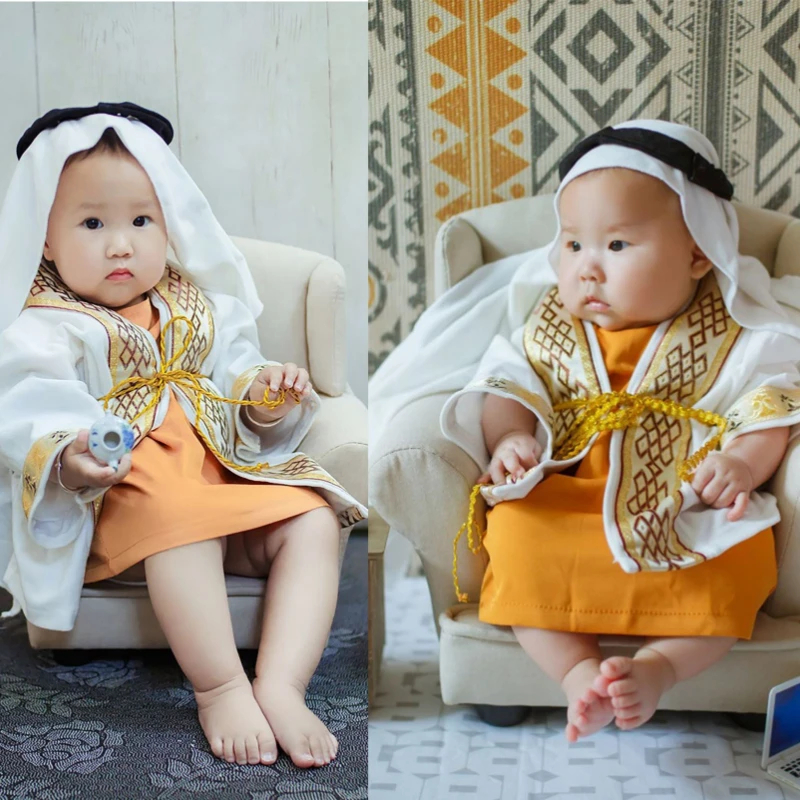 

New Photo Studio Shooting Outfits for Baby Children Arab Clothing Newborn Photography Prop Kerchief+robe+clothes 3 Month /1 Year