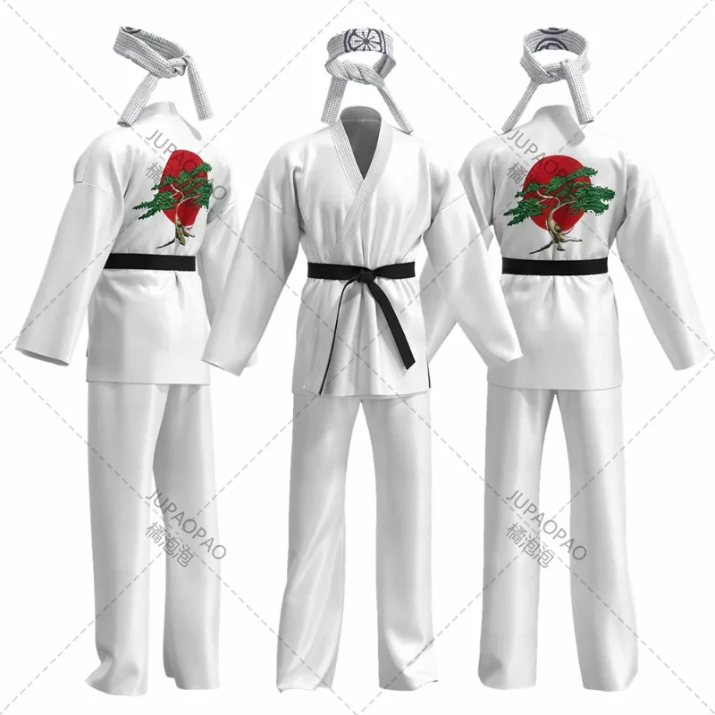 Karate Kids Cobra Kai Cosplay Costume Kid Aldult Black White Kimono Uniform Headband Anime Halloween Party Suit Tracksuit