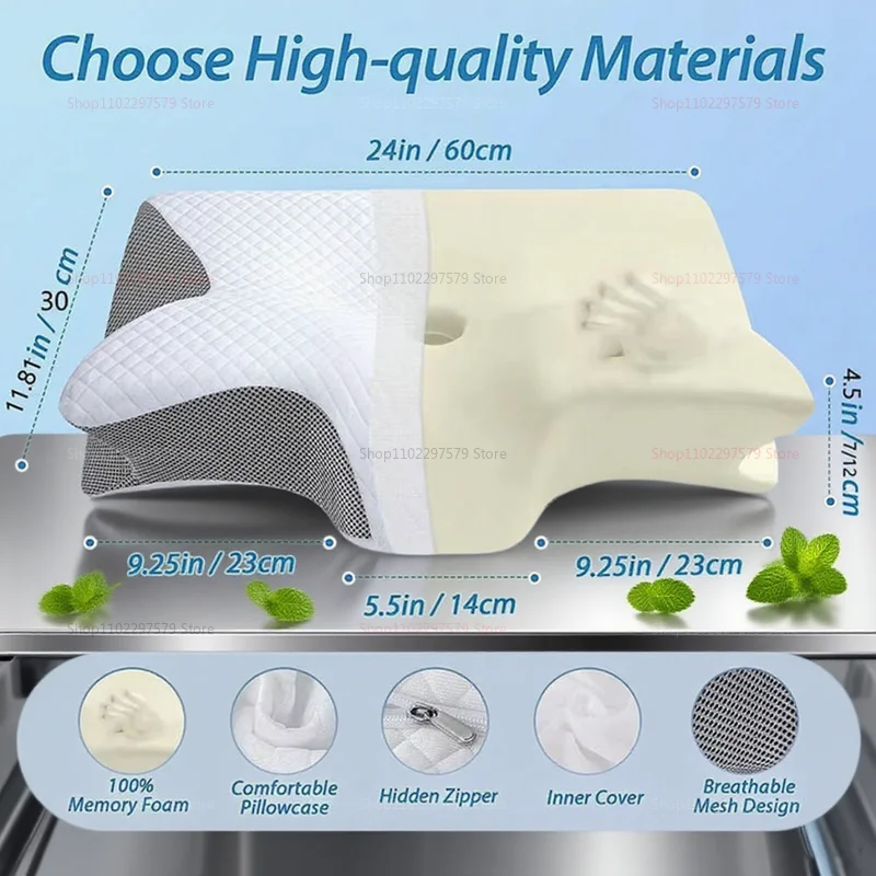 

Подушка для поддержки шеи для облегчения боли в шее, хлопковая подушка с эффектом памяти, не сдержанная подушка, эргономичное лечение боли в шее, удобный сон