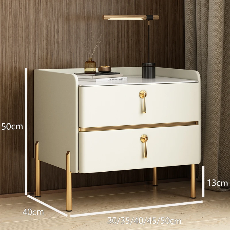 Italian light and luxurious bedside cabinet Small house type Leather packaged household modern bedroom high-grade storage bedsid