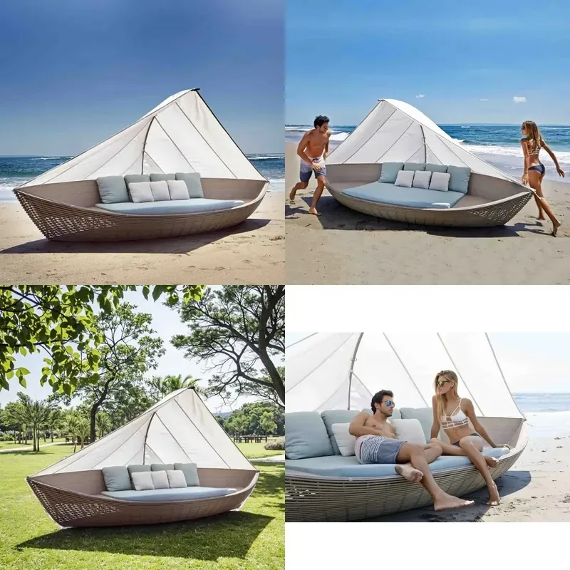 2025 new outdoor lounge chair, rattan wicker aluminum frame, all-weather waterproof, modern design, suitable for beach hotels