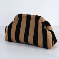 Knitted Striped Handbag Summer Beach Clutch Bags for Women Crochet Handbags Purses Knitting Dumpling Ruched Cosmetics Storage - Image 4