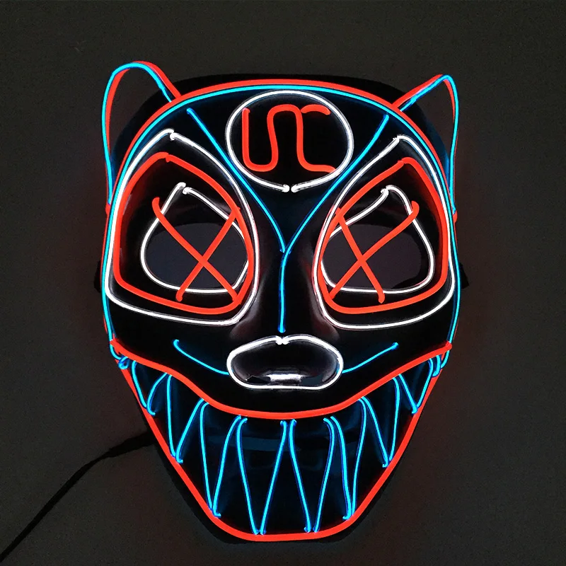 

Colorful LED Wolf Head Mask Halloween Carnival Neon Party Horror Party Decoration Cosplay Wolf Light Glow Face Masks